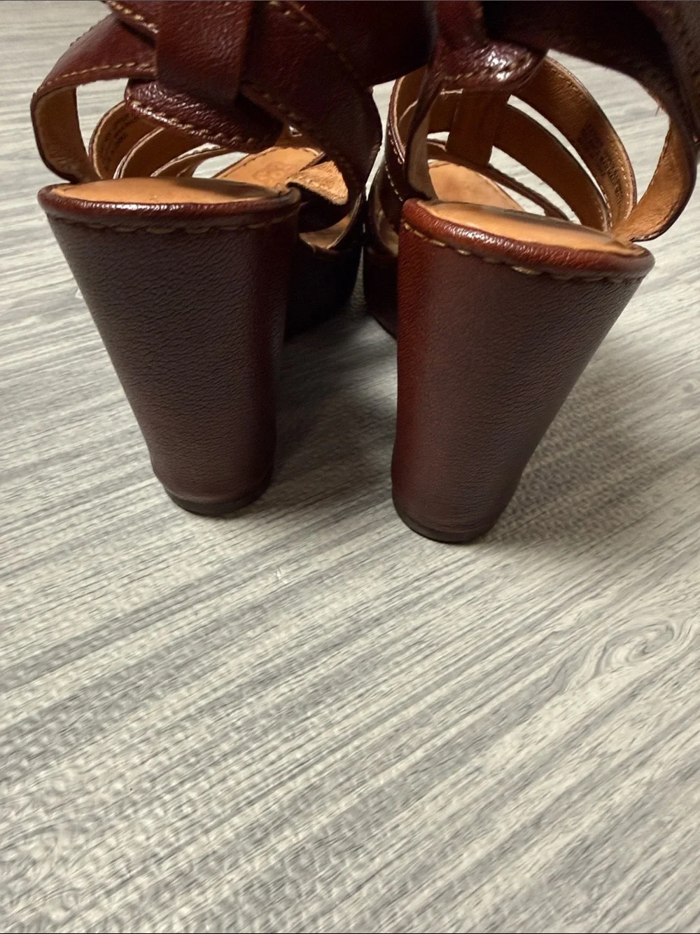 Born Brown Strappy Wedge Sandals Size 8
